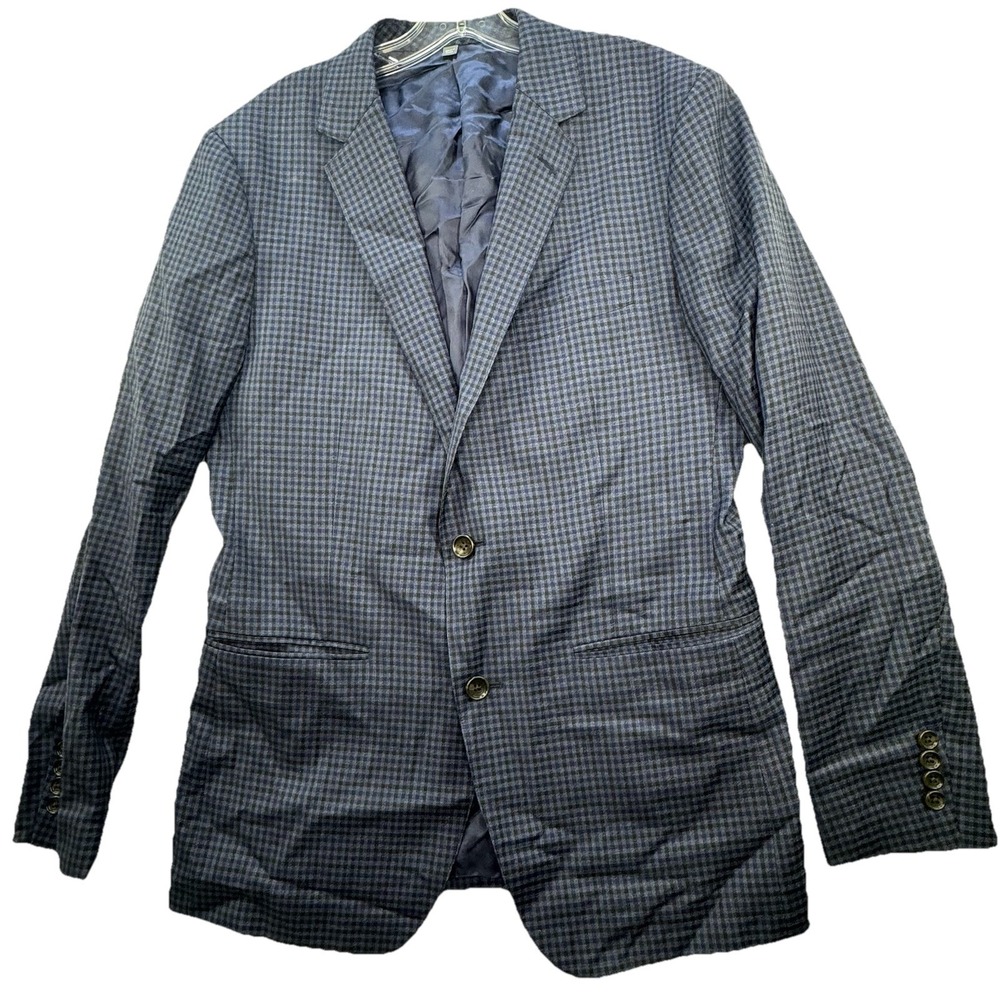 Bonobos‎ Men's Slim Fit Guabello 100% Wool Blue Plaid Blazer 40r 2 Button Preppy